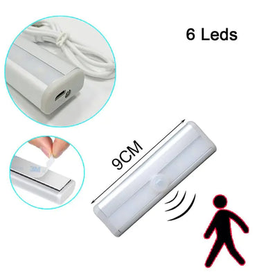 LED USB Wireless Wood Stick Night Light Warm Motion Sensor Wall Lamp