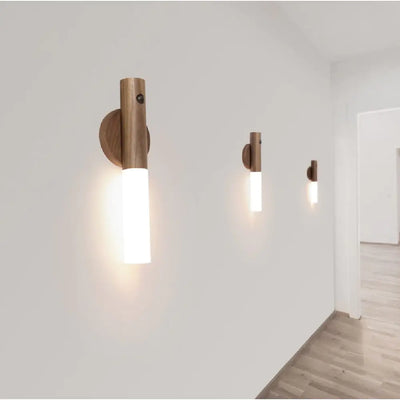 LED USB Wireless Wood Stick Night Light Warm Motion Sensor Wall Lamp